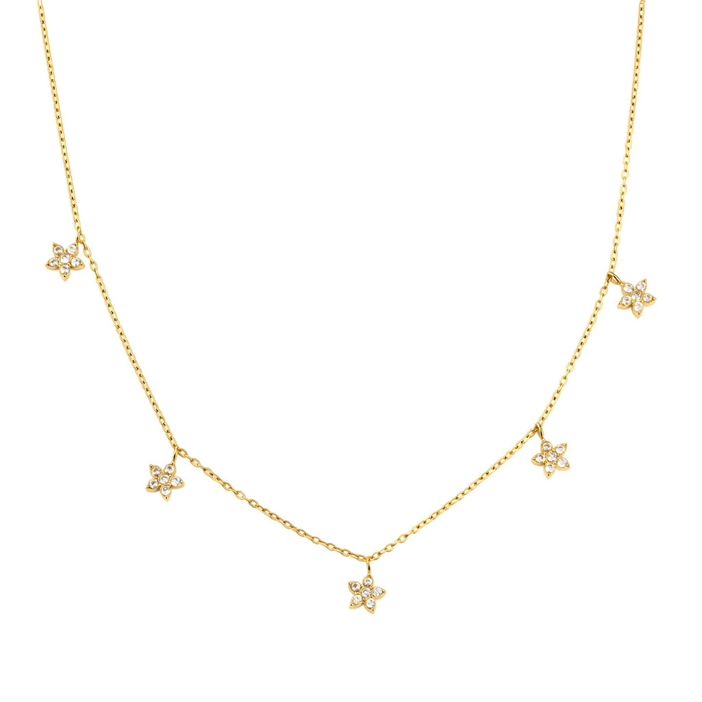 Romantic Zircon Flower Pendant Necklace
