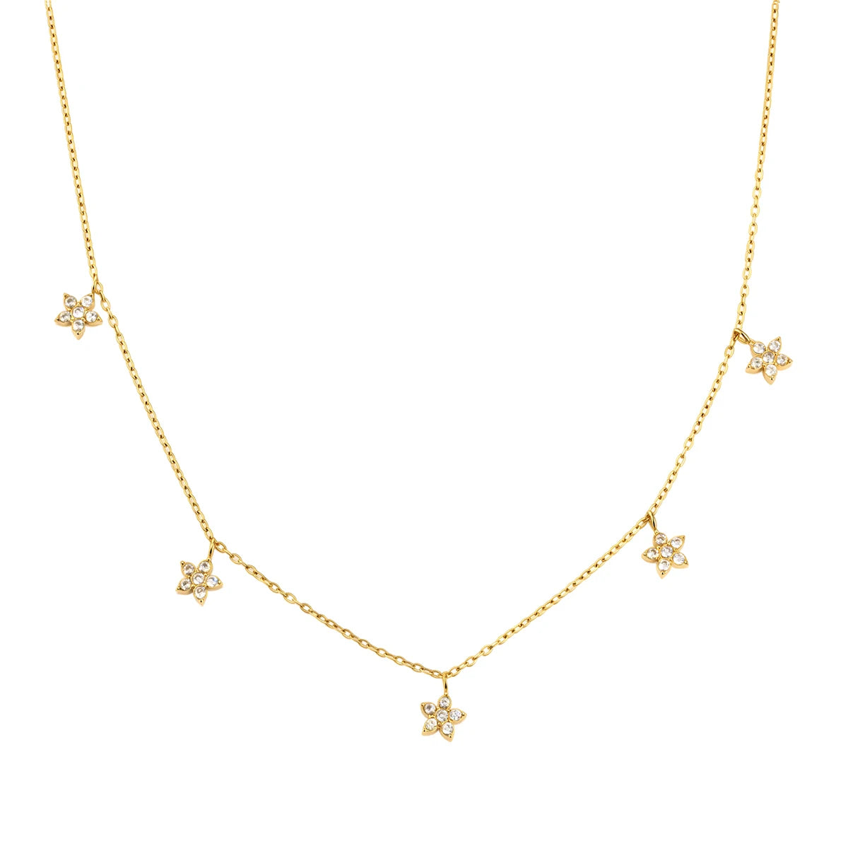 Romantic Zircon Flower Pendant Necklace