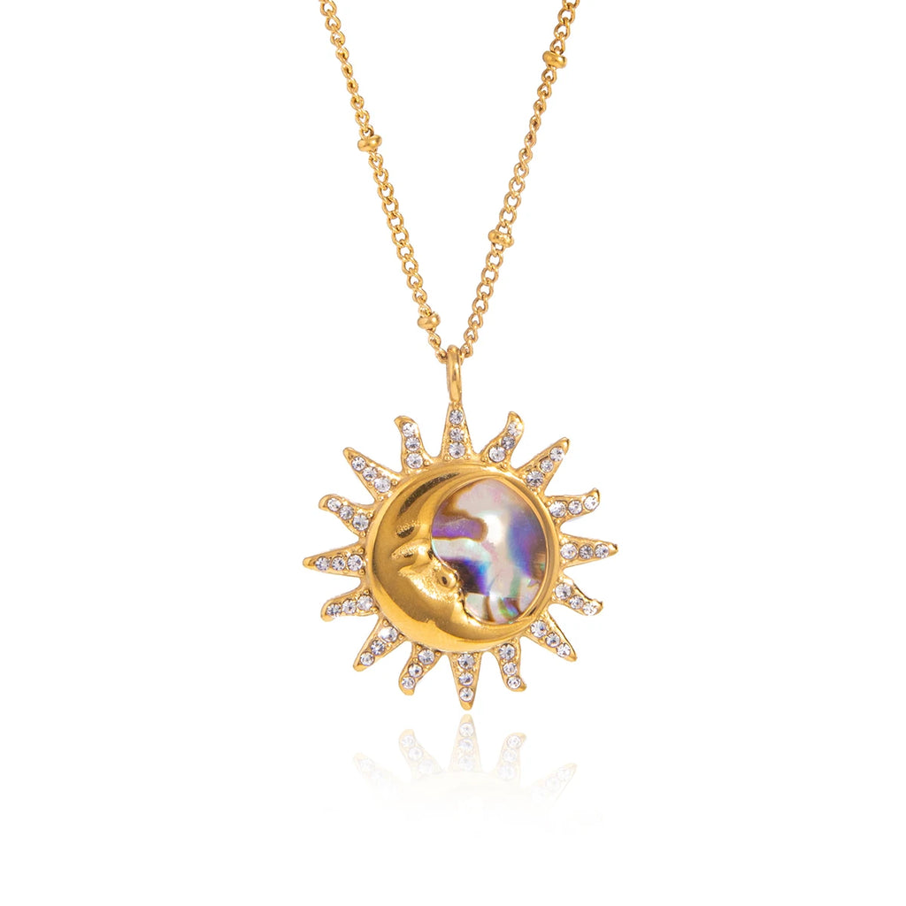 Colorful Shell Sun Pendant Necklace