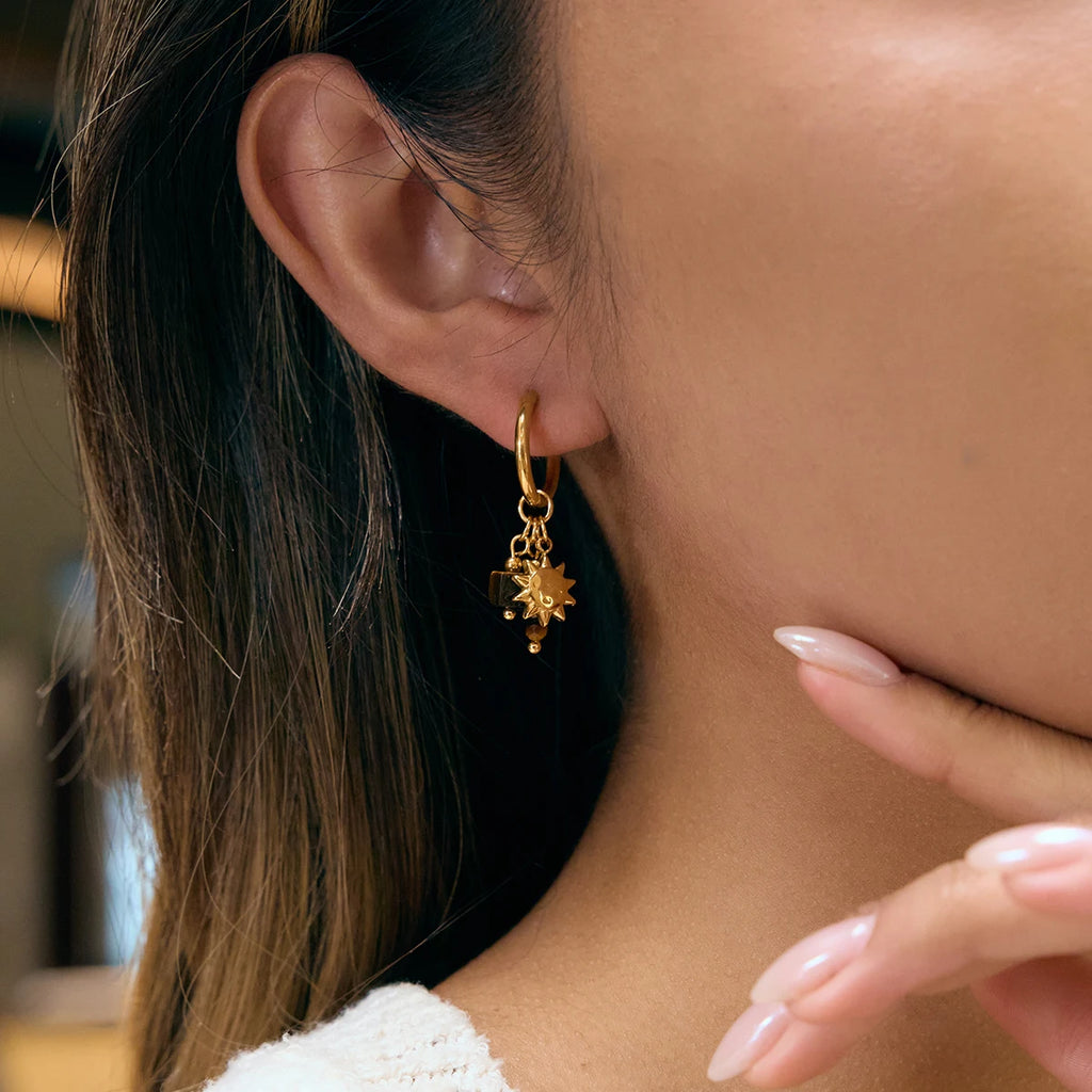 Vintage Tiger Eye Stone Drop Earrings