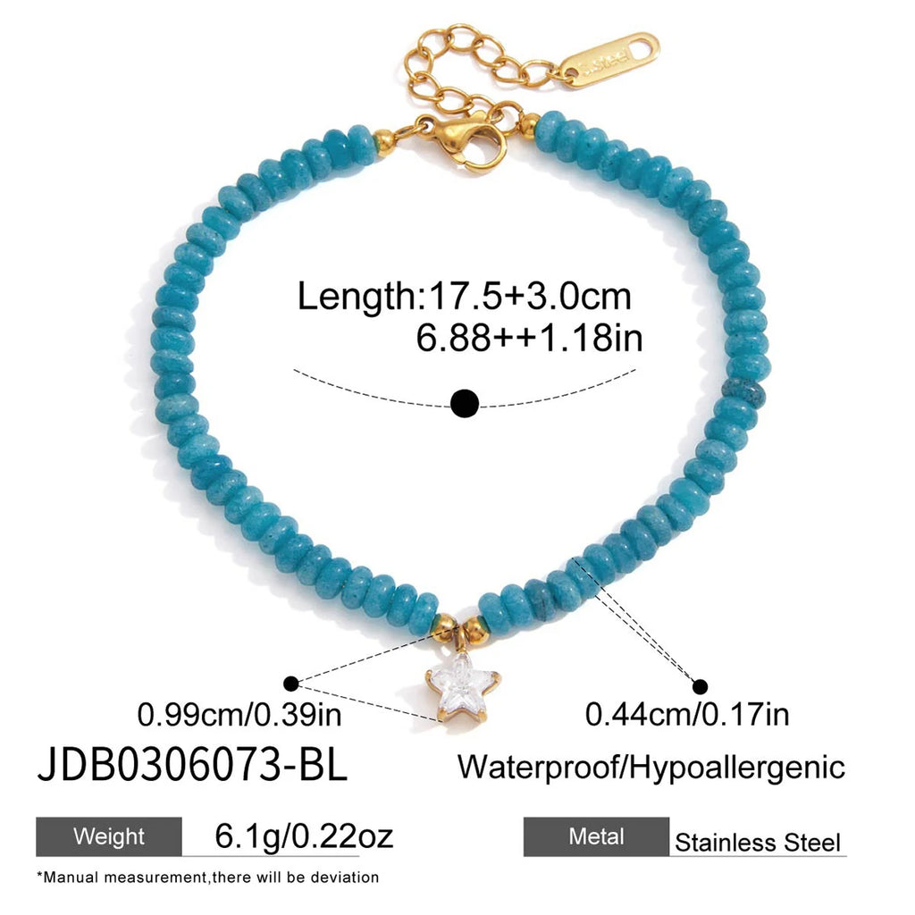 Chic Colored Natural Stone Zircon Pendant Bracelet