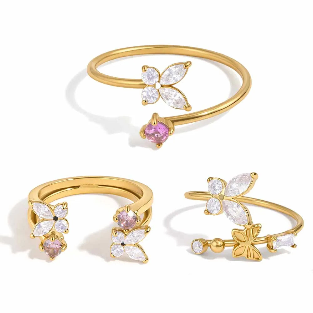 Sweet Butterfly Open Rings