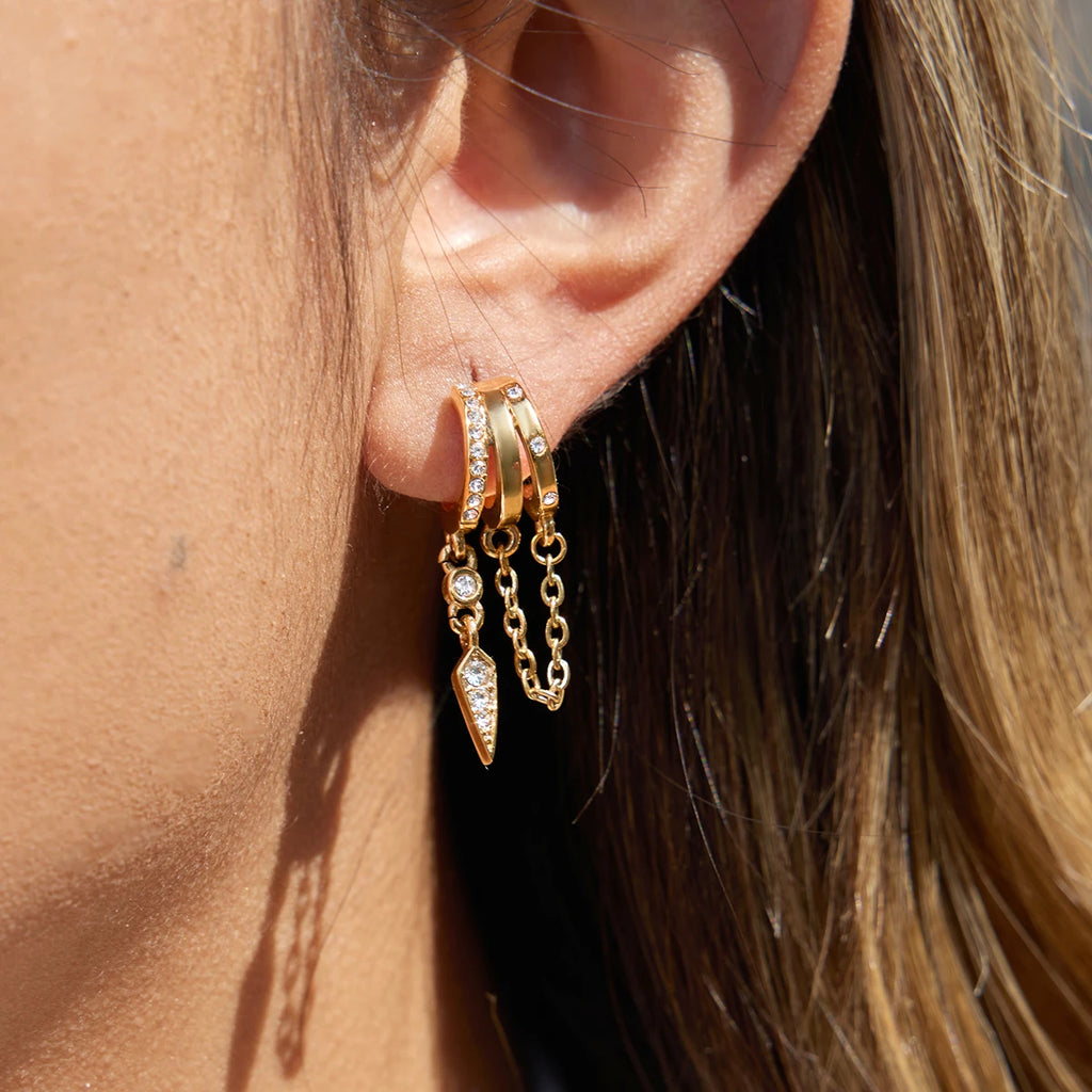 Crystal C Shape Stud Earrings