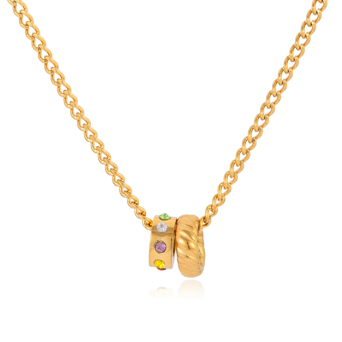 Colorful Crystal Circle Pendant Necklace