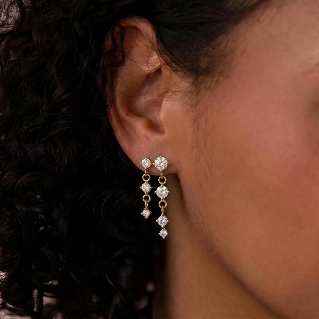 Classic Round Zircon Tassel Earrings