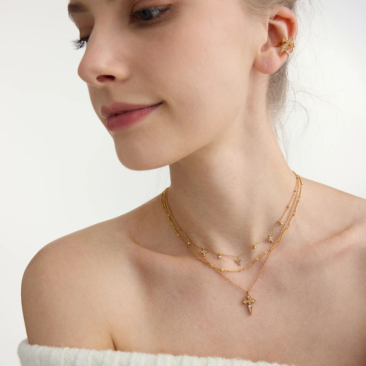 Classic Zircon Cross Pendant Necklace