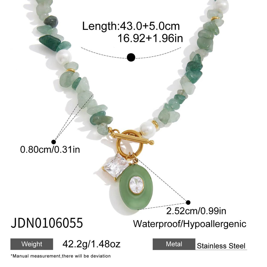 Trendy Natural Stone Zircon Pendant Necklace