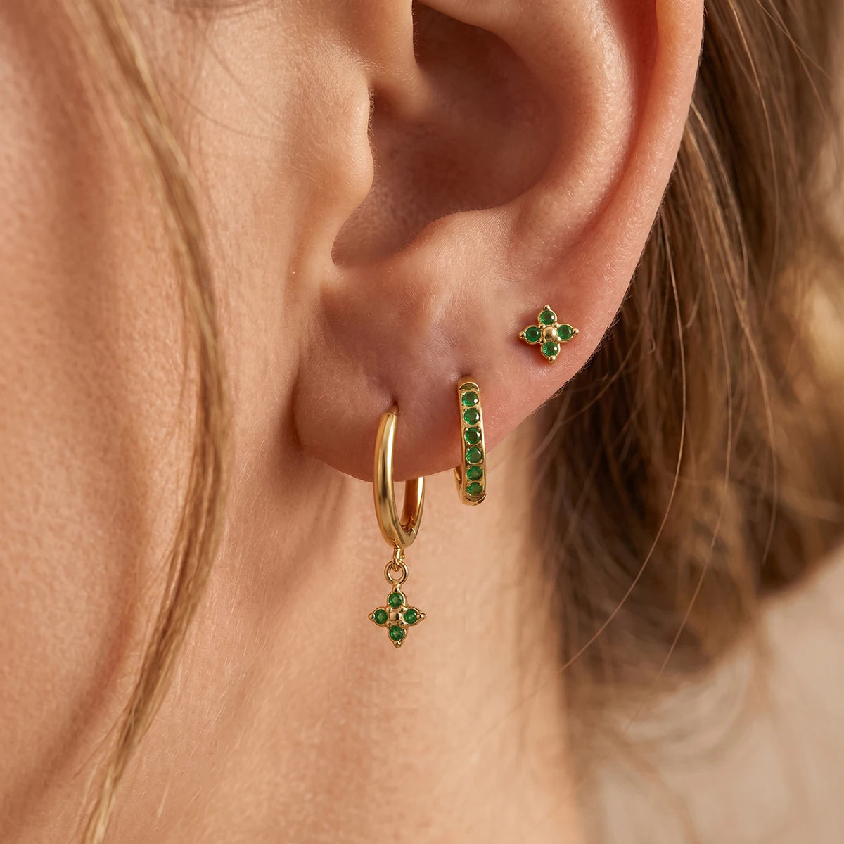 3pcs/set Zircon Flower Pendant Drop Earring