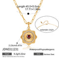 Red Zircon White Crystal Heart Pendant Necklace