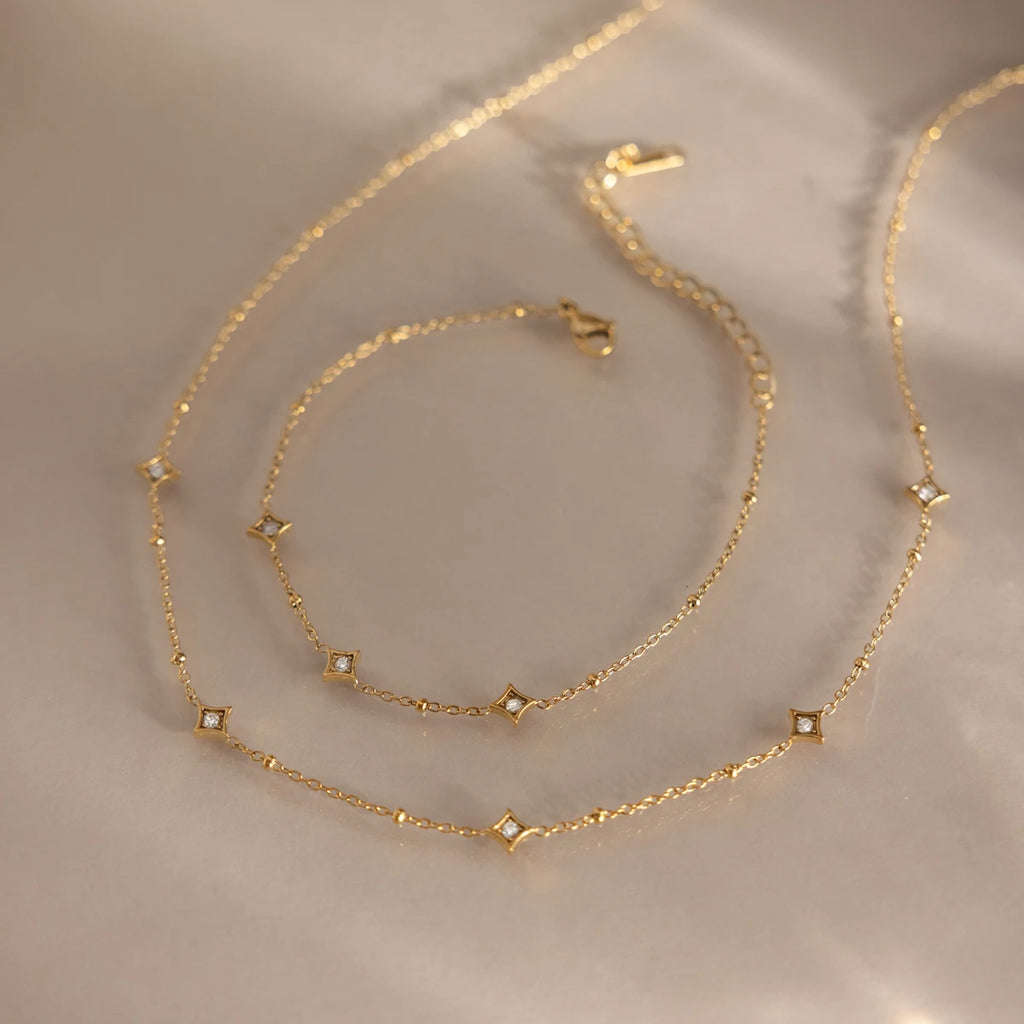 Zircon Star Necklace Bracelet And Necklace