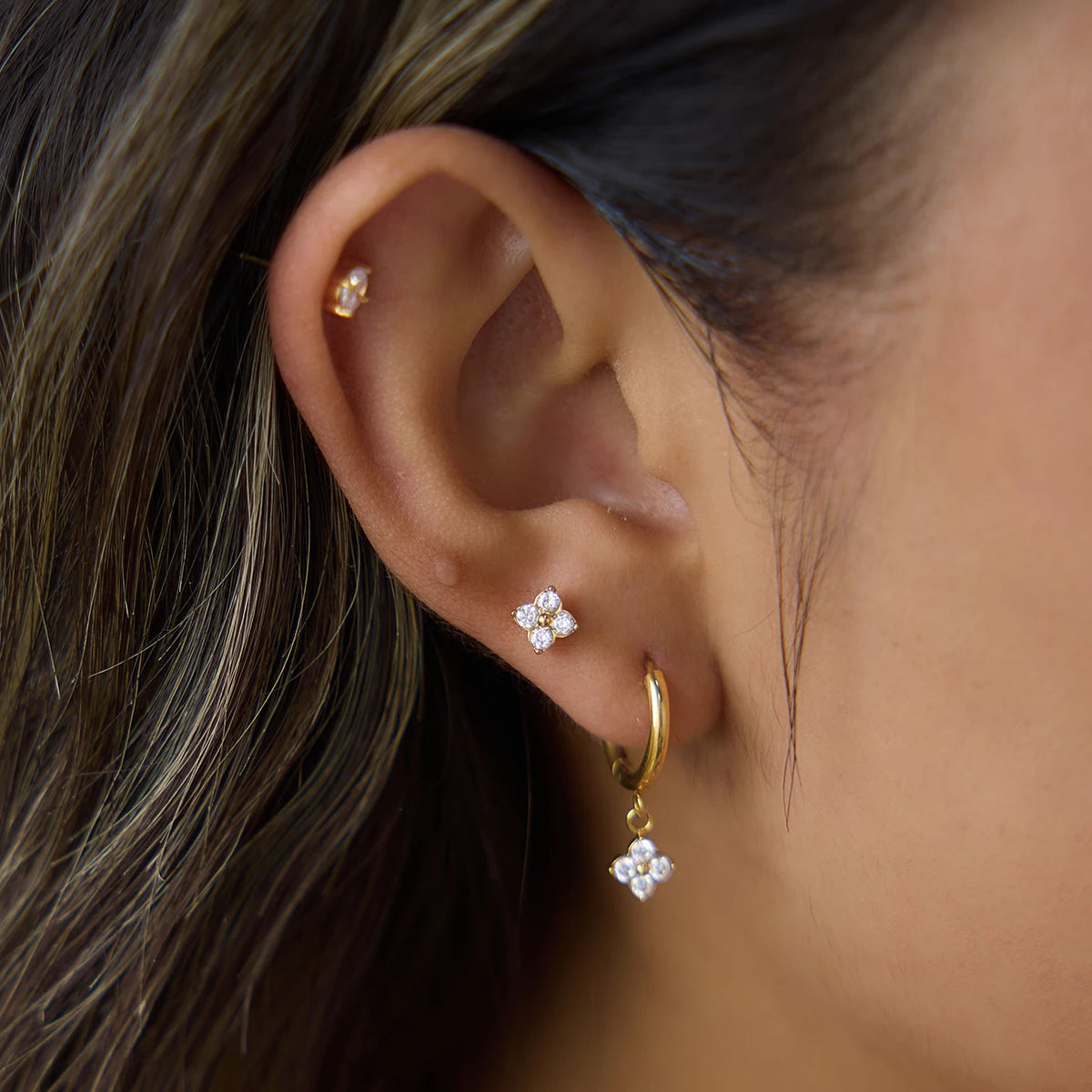 3 Pairs/Set Delicate Zircon Earrings