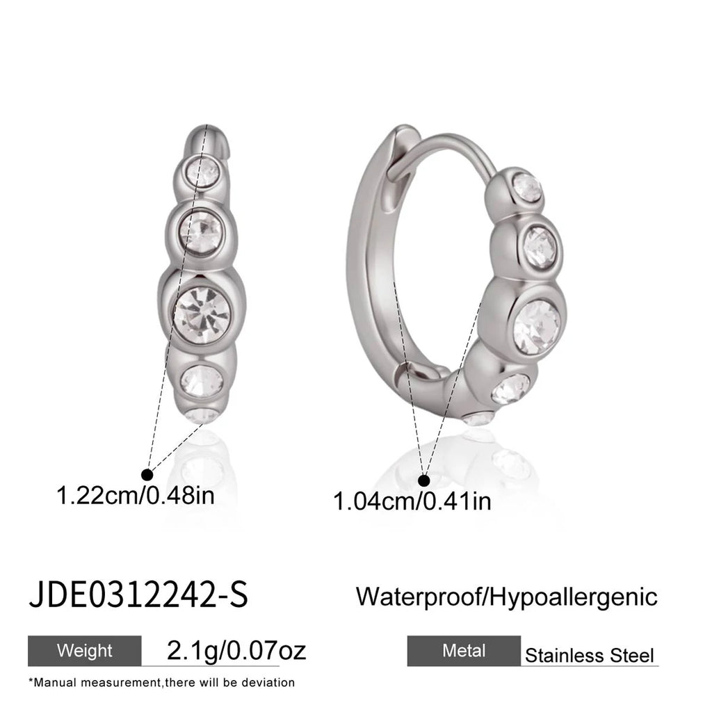 Round Zircon Hoop Earrings