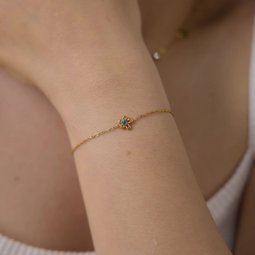 Colorful Zircon Flower Bracelet And Necklace Set