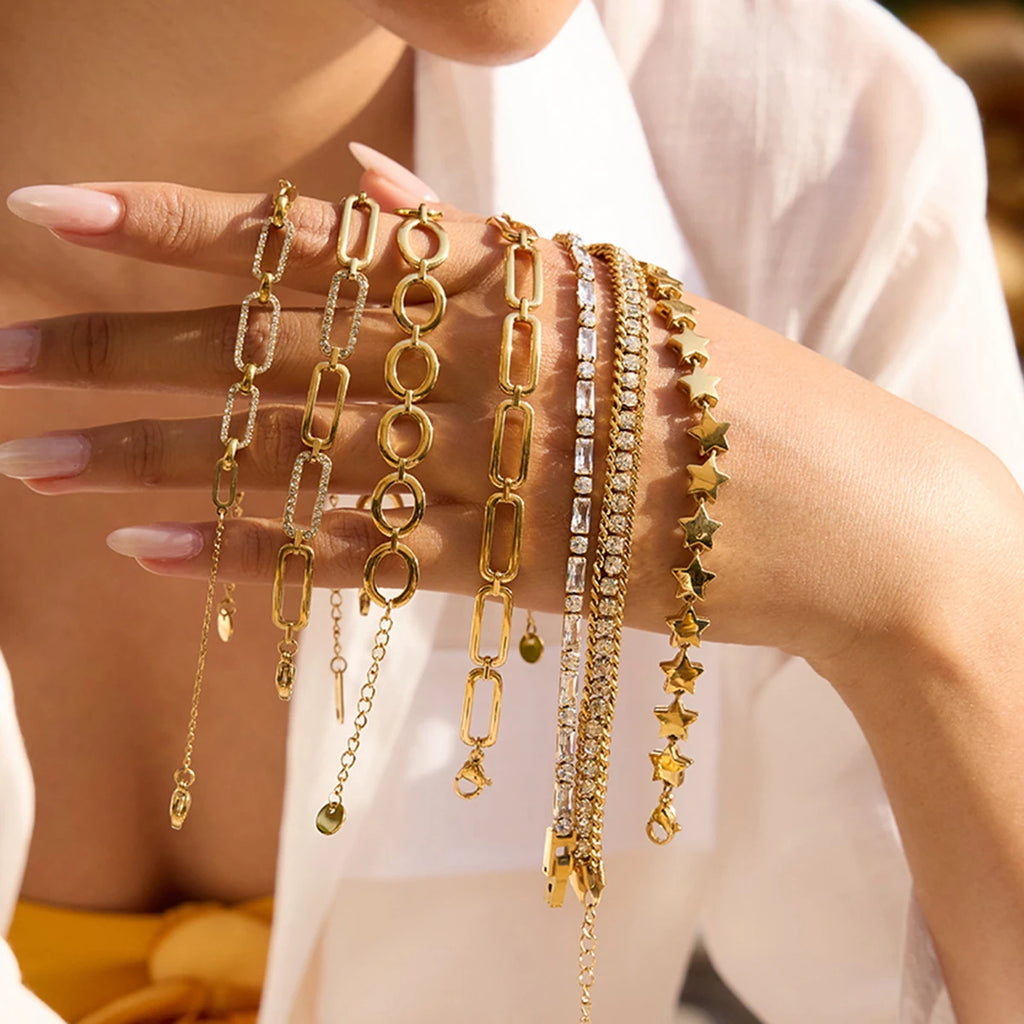 Zircon Star Metal Chain Bracelet