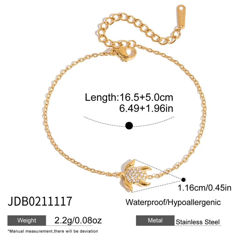 Delicate Full Zircon Starfish Shell Fish Turtle Charm Bracelet