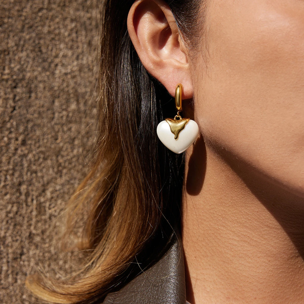 Romantic Resin Heart Drop Earrings