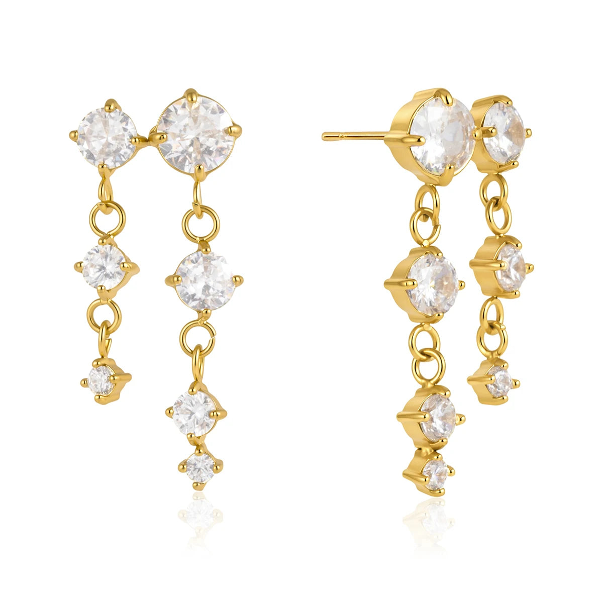 Classic Round Zircon Tassel Earrings