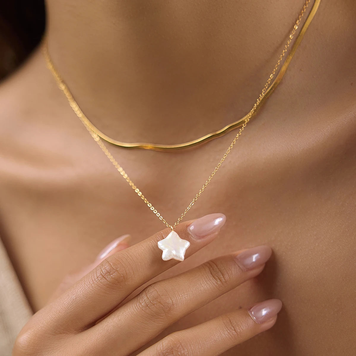 Freshwater Pearl Star Pendant Necklace