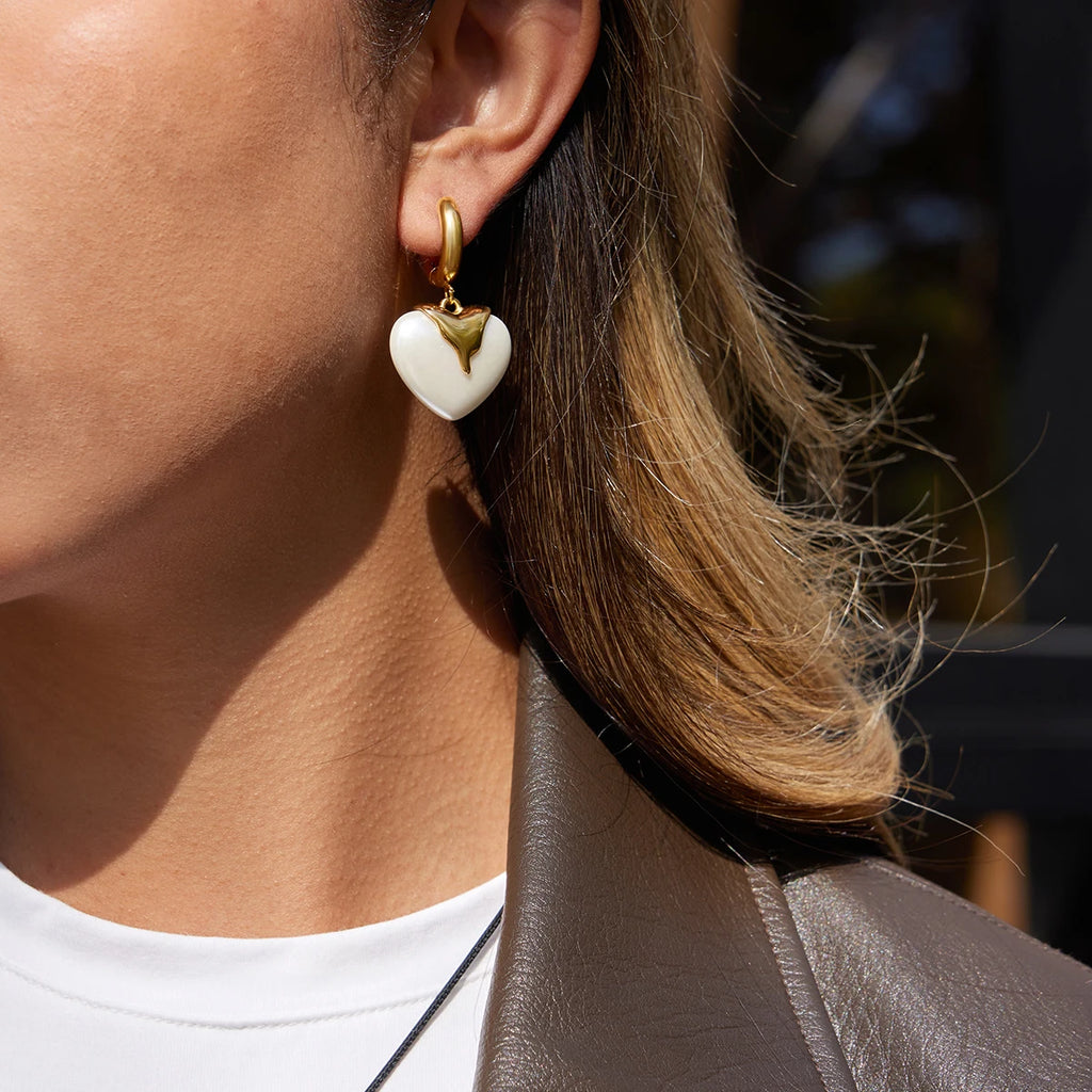 Romantic Resin Heart Drop Earrings