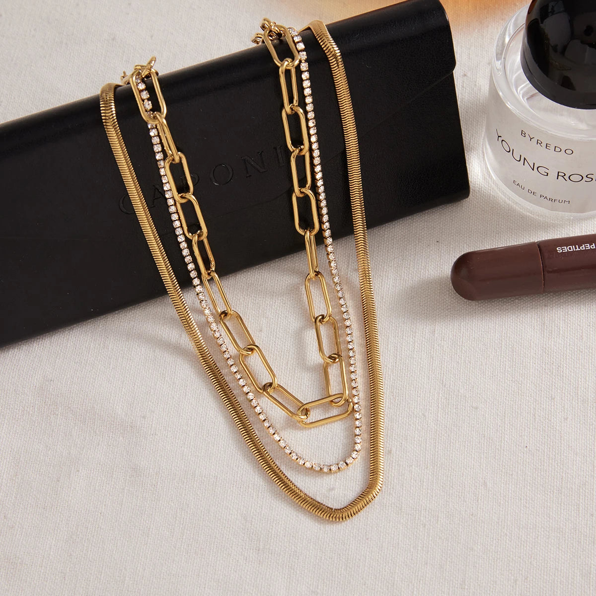 Minimalist Tennis Link Paperclip Snake Chain Necklace