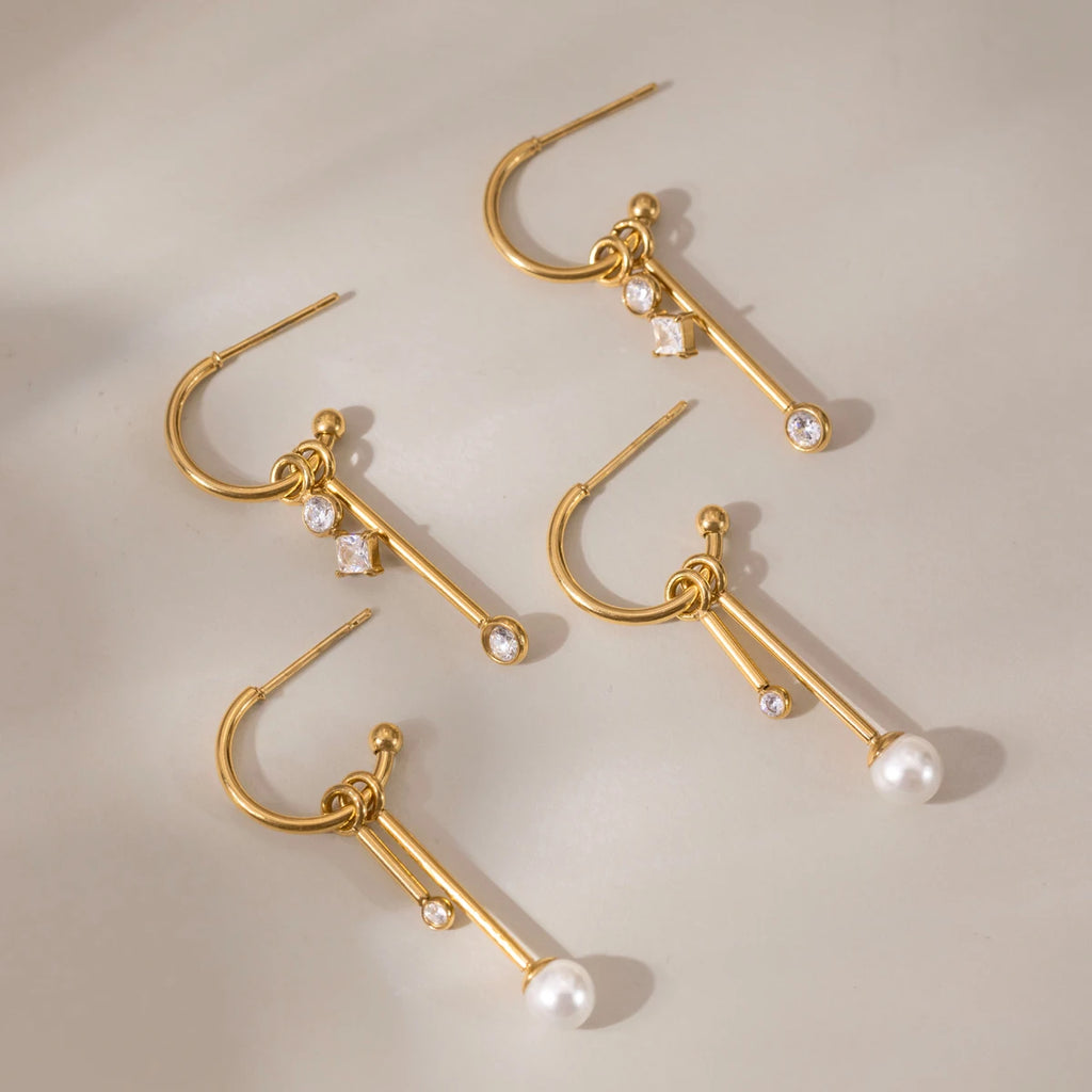 Elegant Pearl Zircon Drop Earring