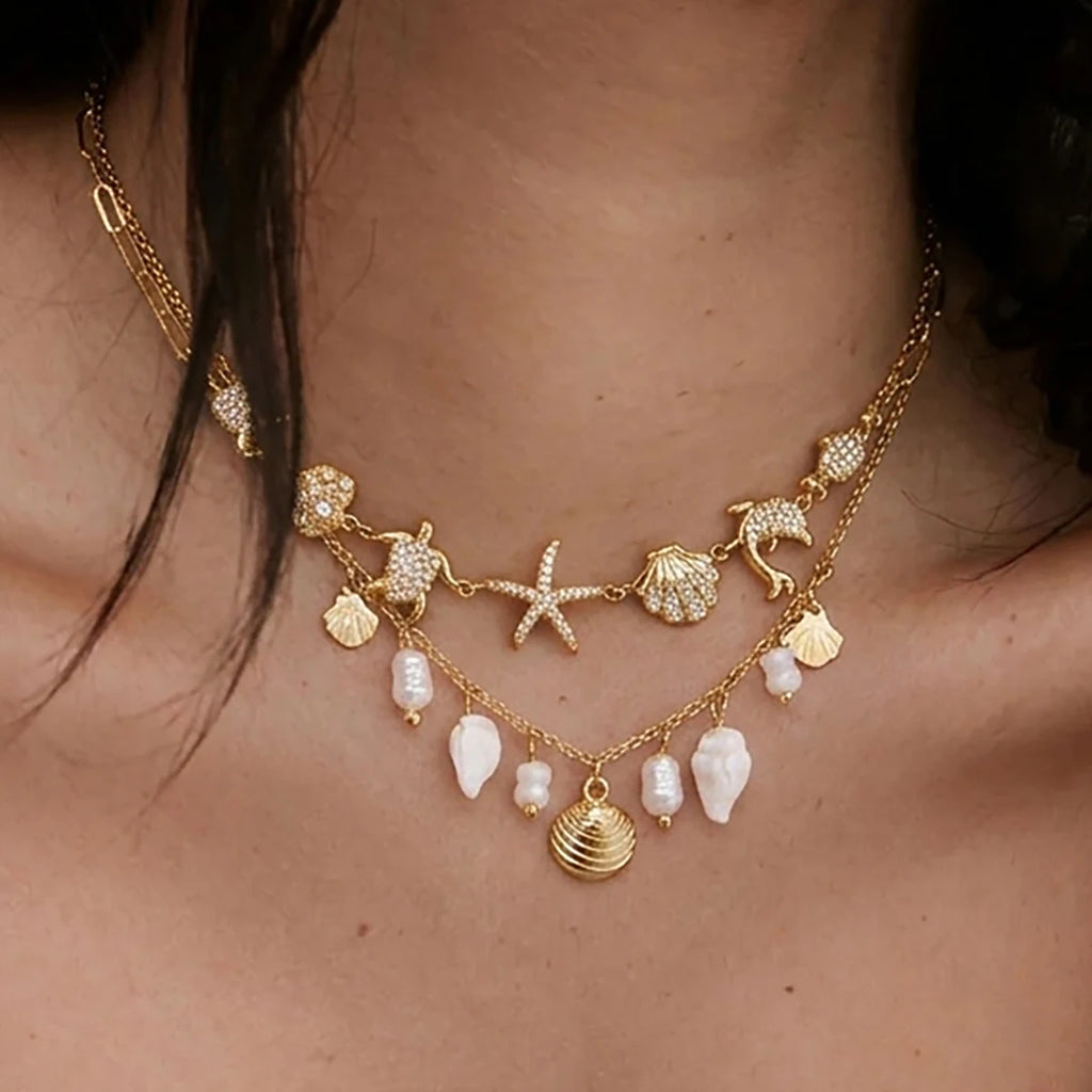 Shell Conch Imitation Pearl Necklace