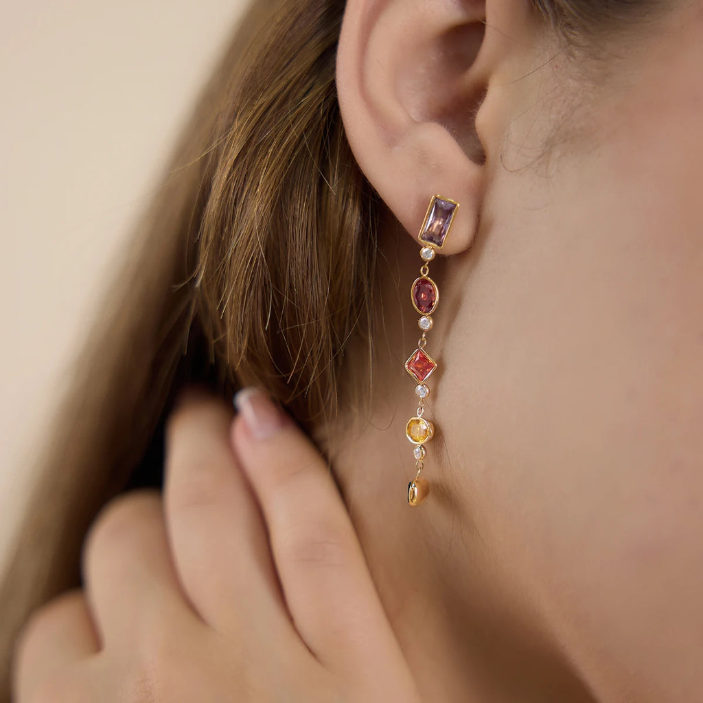 Colorful Zircon Geometric Pendant Drop Earring
