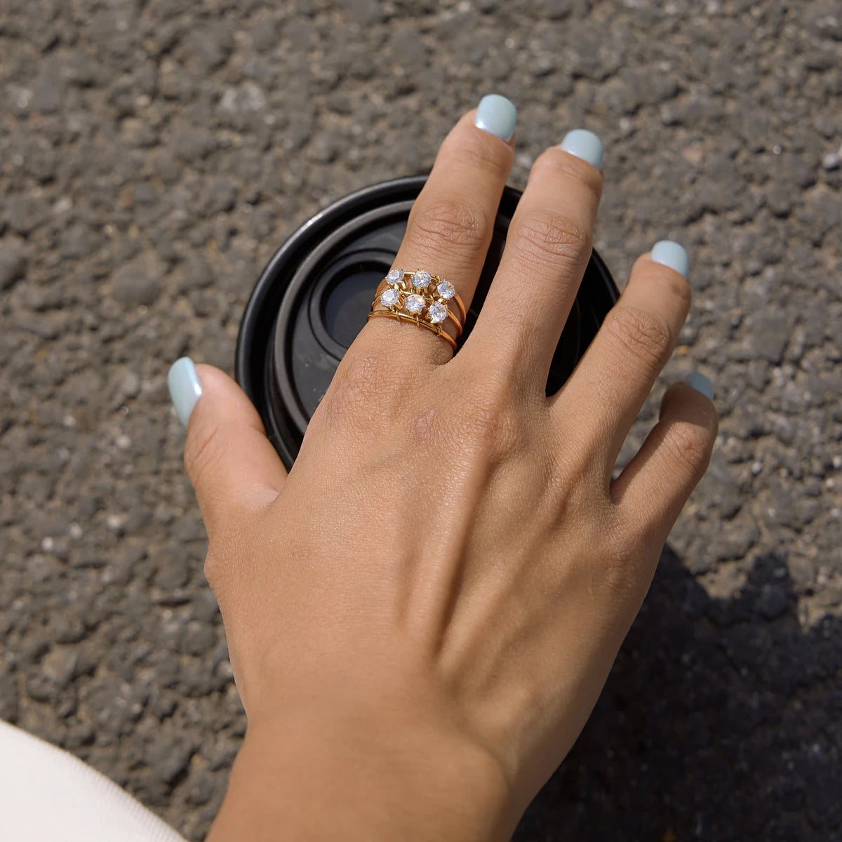 Delicate Slideable Zircon Rings