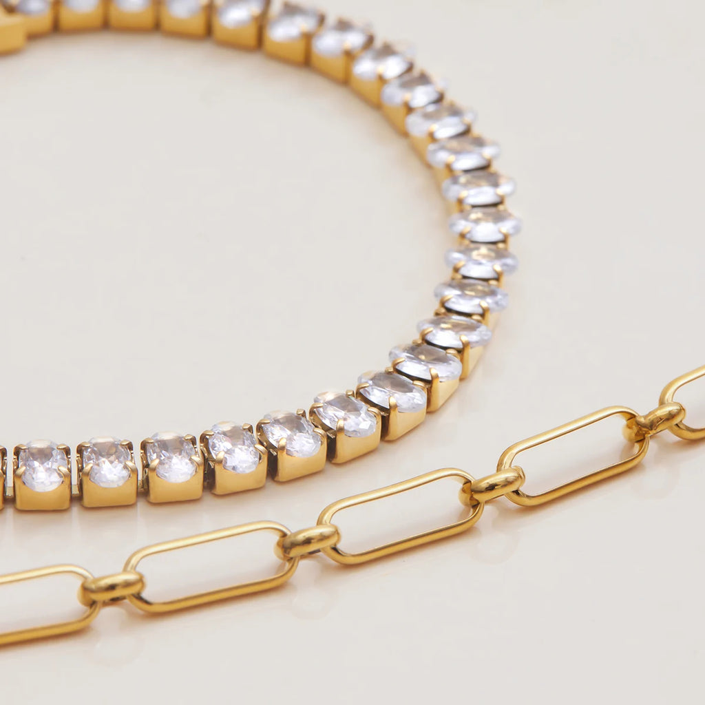 Full Zirconia Setting  Strap Buckle Tennis Chain Bracelet