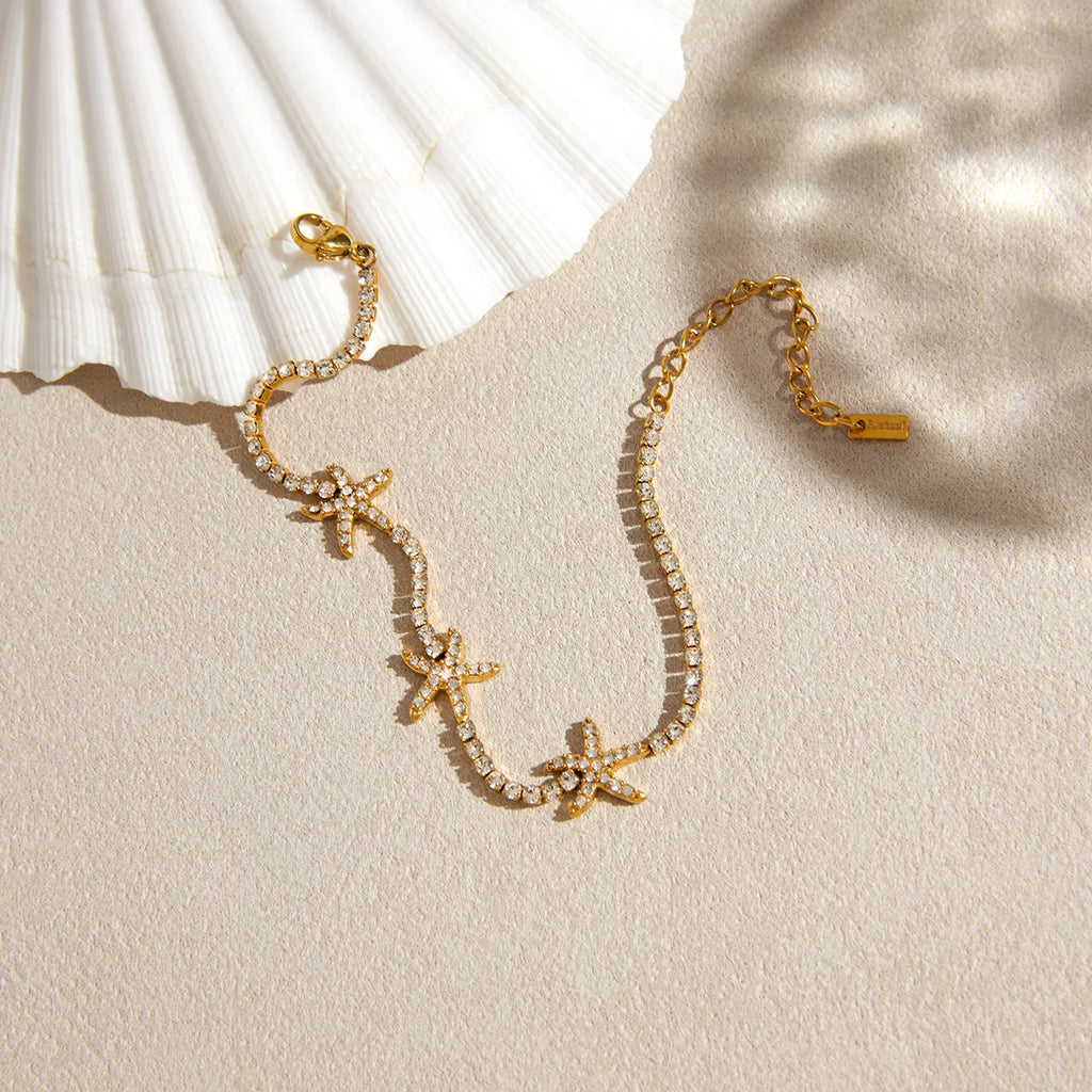 Zircon Starfish Tennis Chain Bracelet
