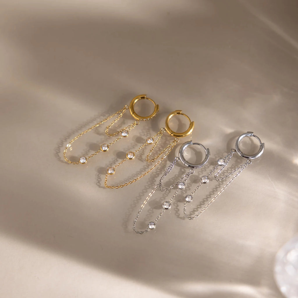Exquisite Tassel Round Zircon Drop Dangle Earring