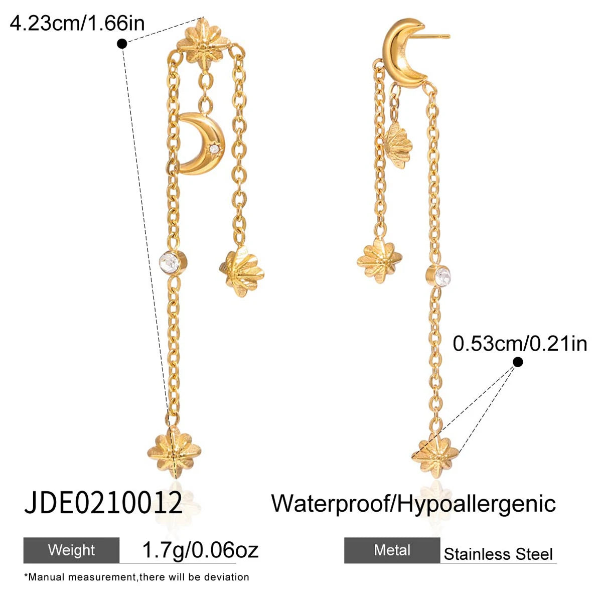 Classic Moon Star Cross Pendant Tassel Earrings