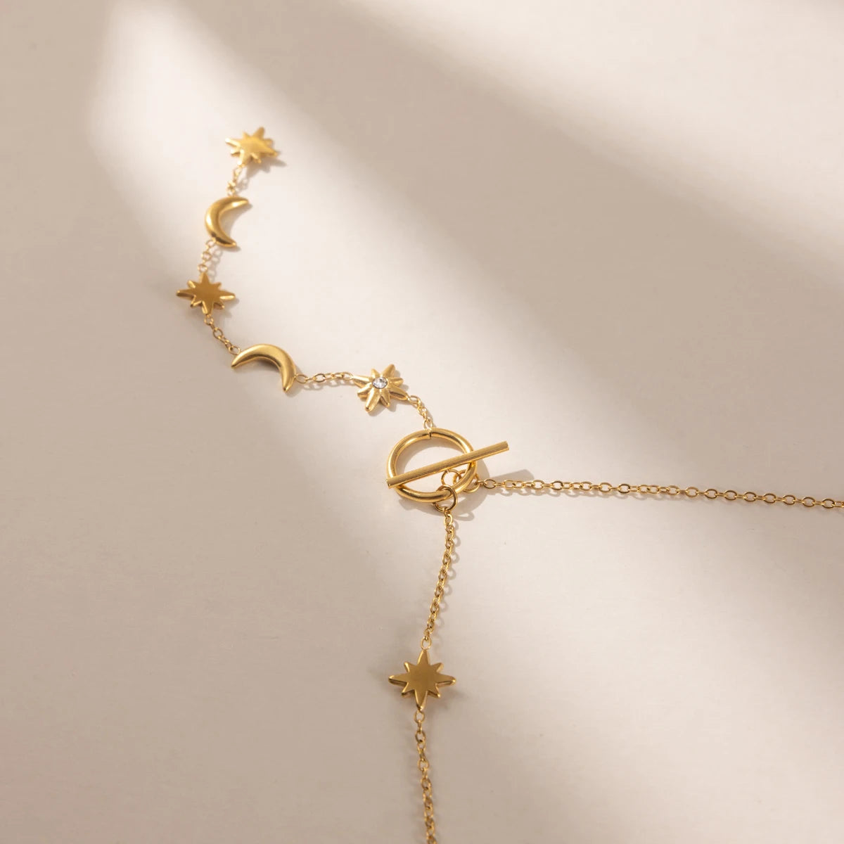 Star Round Zircon Y Shape Necklace