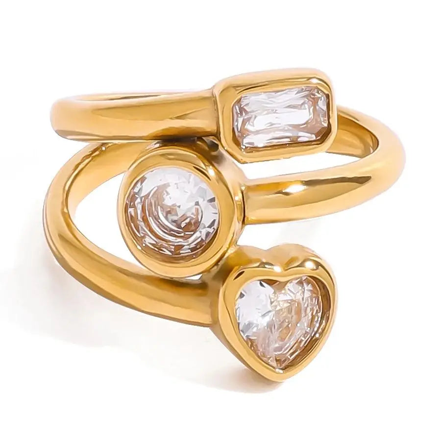 Stainless Steel Heart Round Square Shape Rings