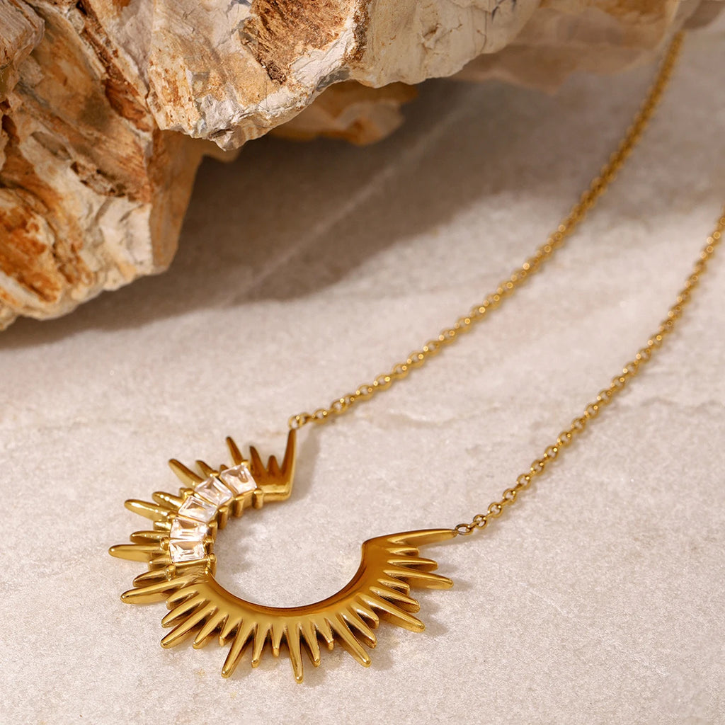 Geometric Sparkling Zirconia Necklace