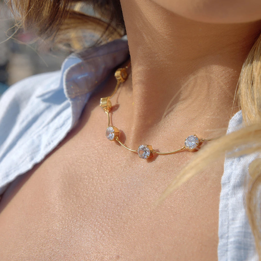 Elegant Round Zircon Choker Necklace