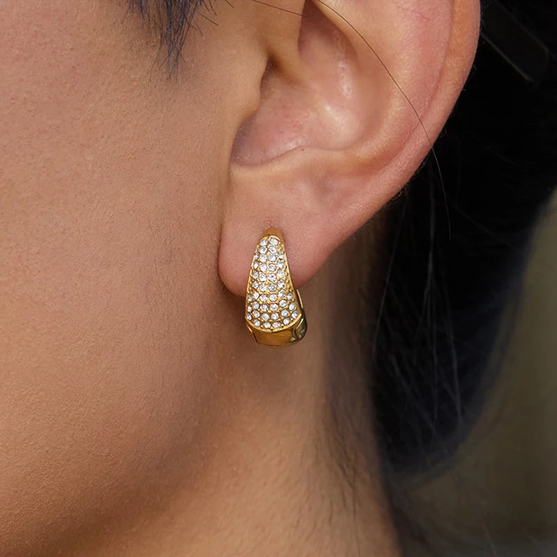 Delicate Iced Out Crystal Clip Earrings