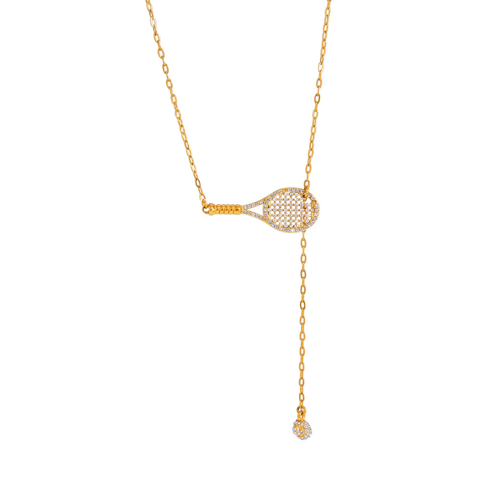 Sporty Zircon Tennis Racket Pendant Necklace