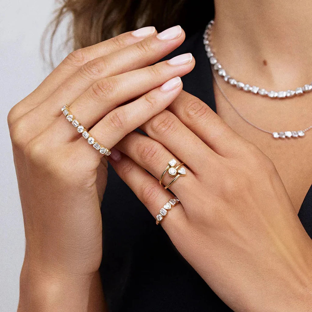 Stainless Steel Heart Round Square Shape Rings