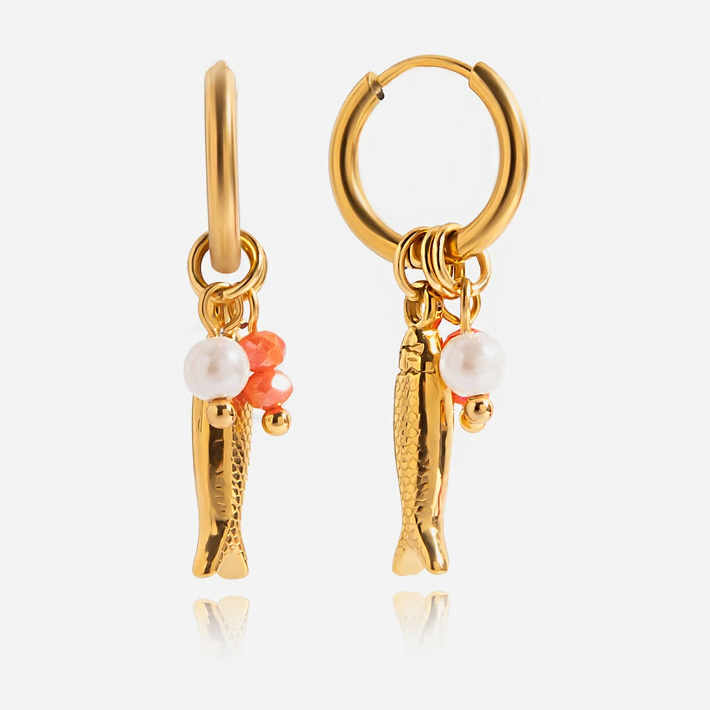 Pearl Fish Dangle Earrings