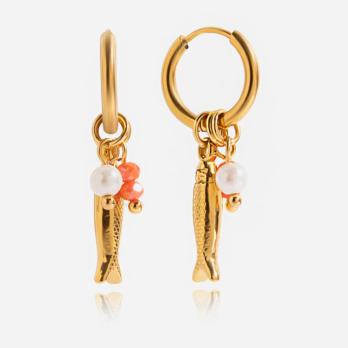 Pearl Fish Dangle Earrings