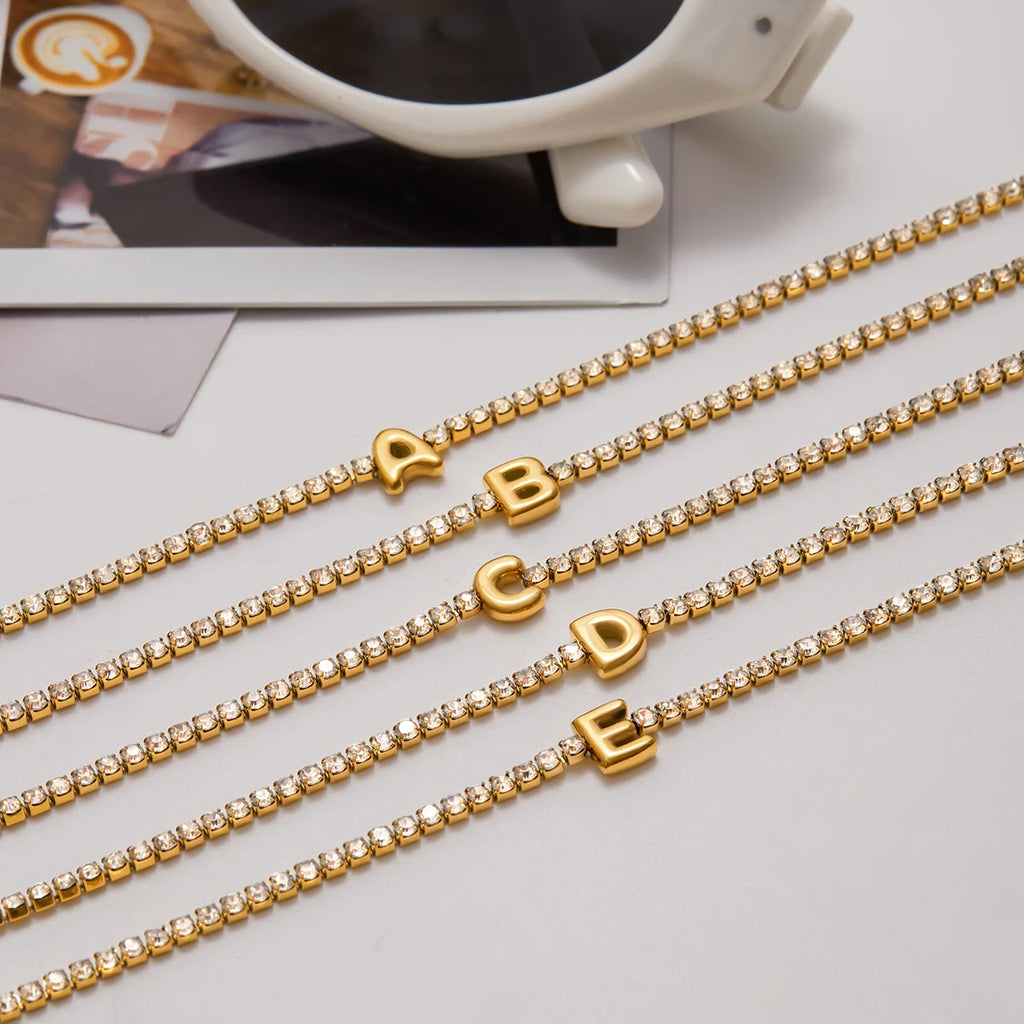 Stainless Steel Balloon Letter Pendant Bracelets
