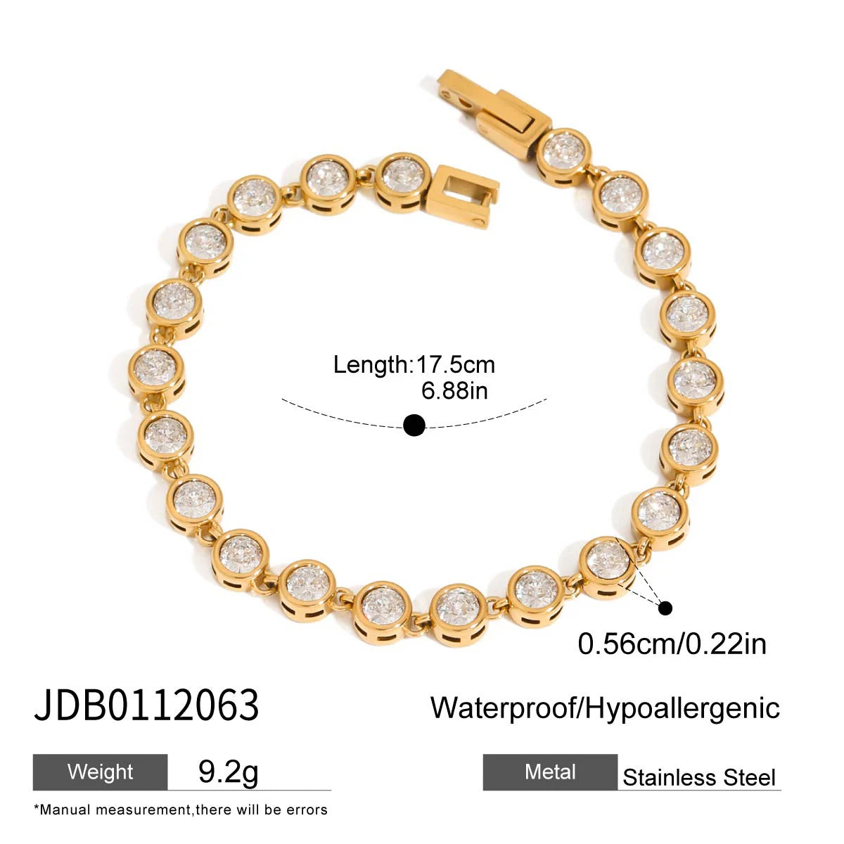 Geometric Rhinestone Tennis Chain Bracelet