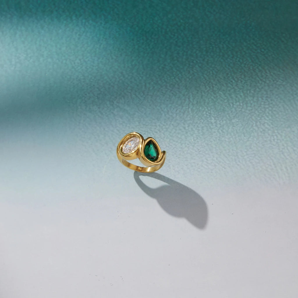 Multicolor Geometric Zircon Rings