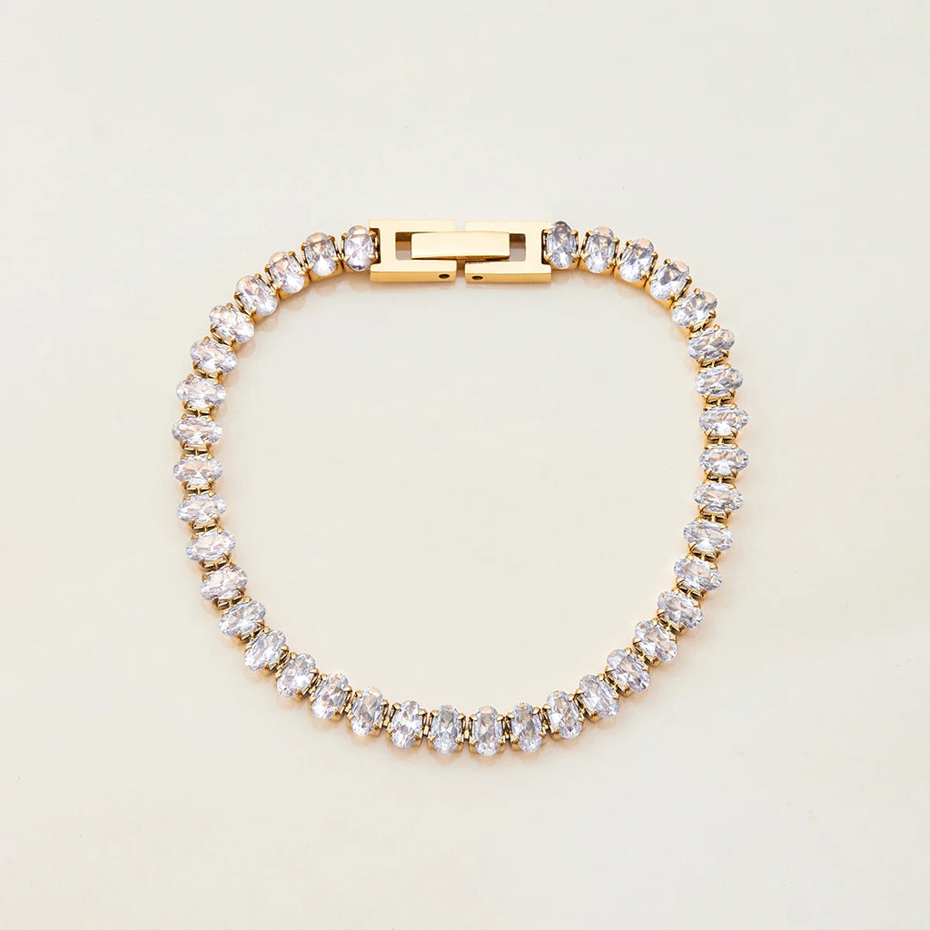 Full Zirconia Setting  Strap Buckle Tennis Chain Bracelet