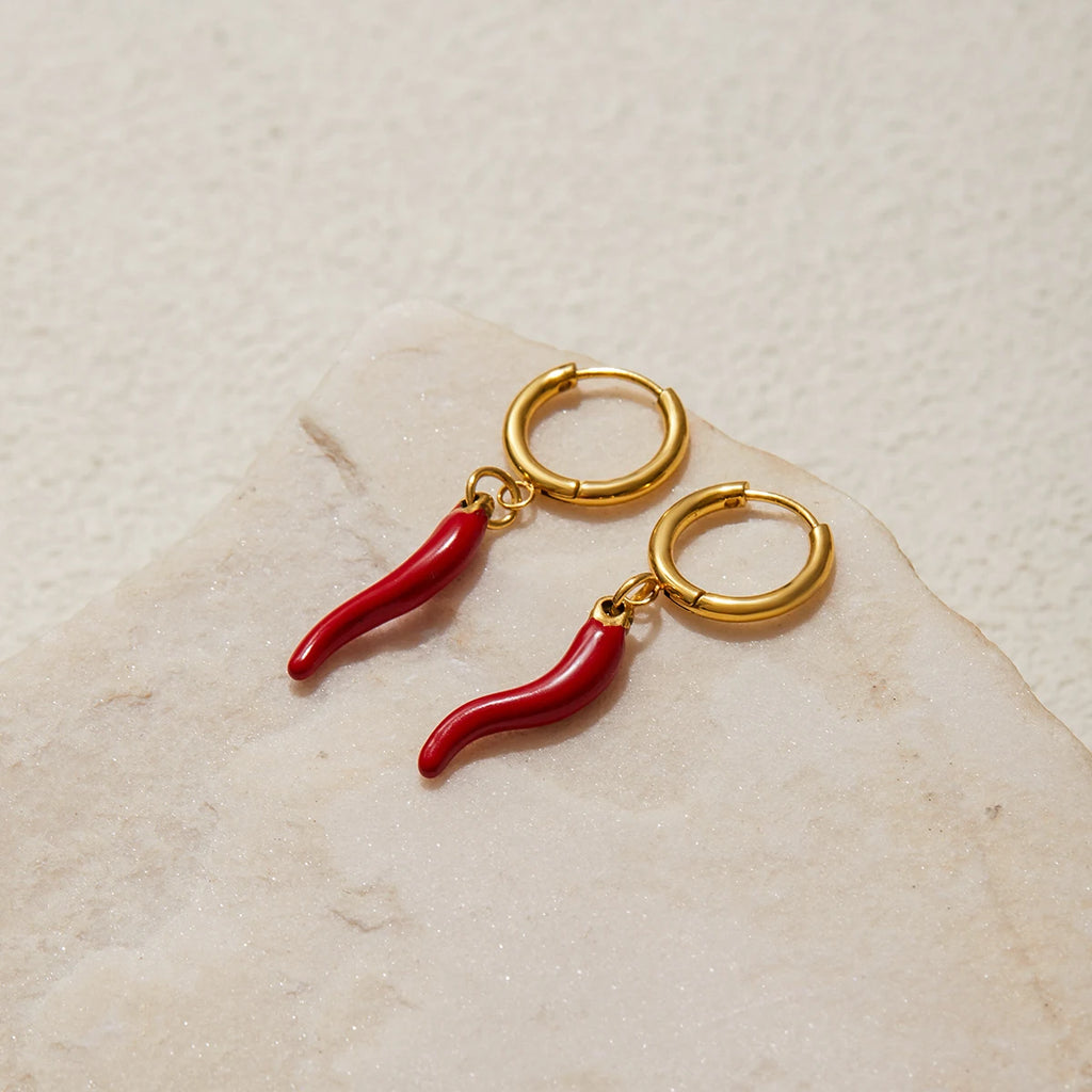 Oil-Dripping Chili Pepper Dangle Earrings