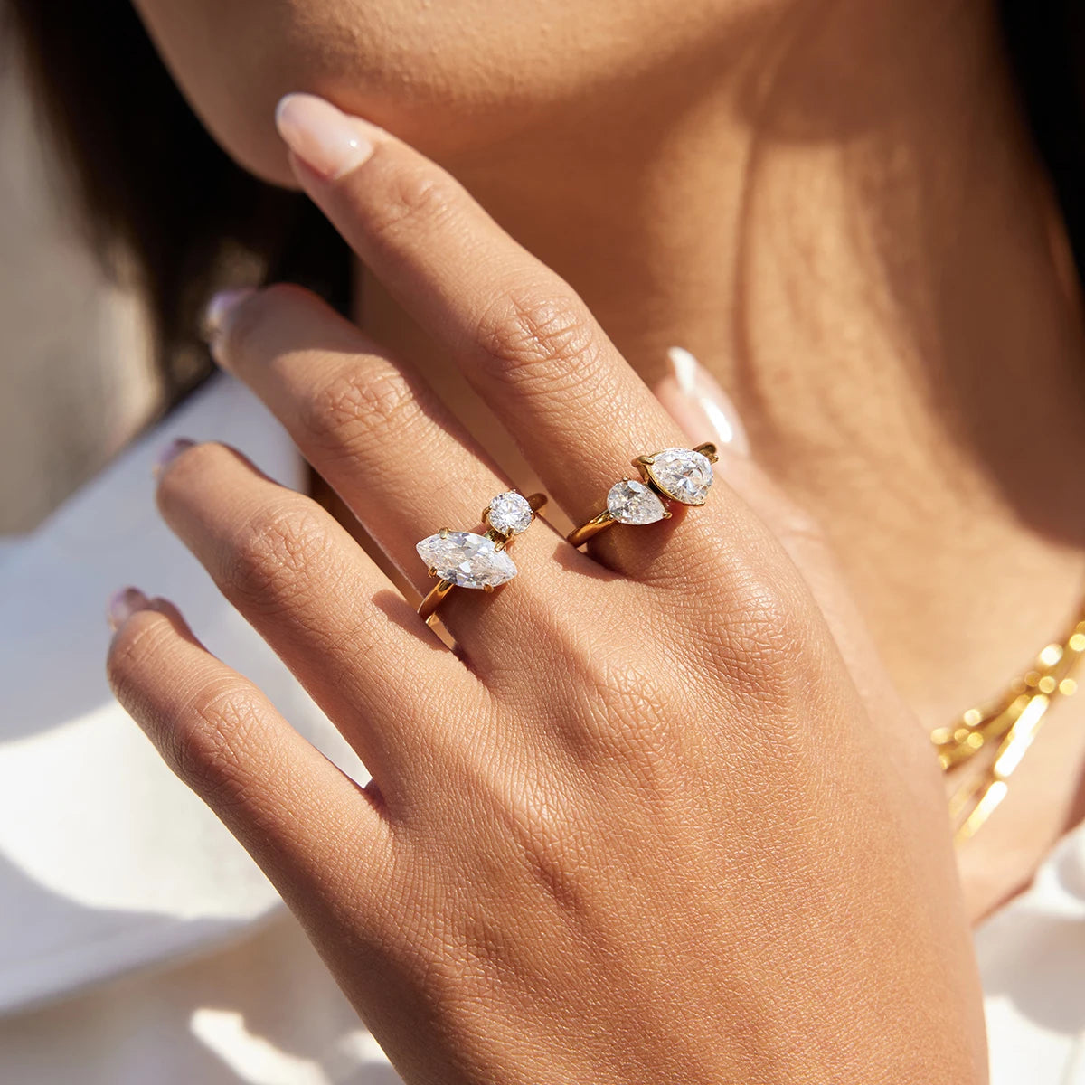 Classic Geometric Zircon Rings