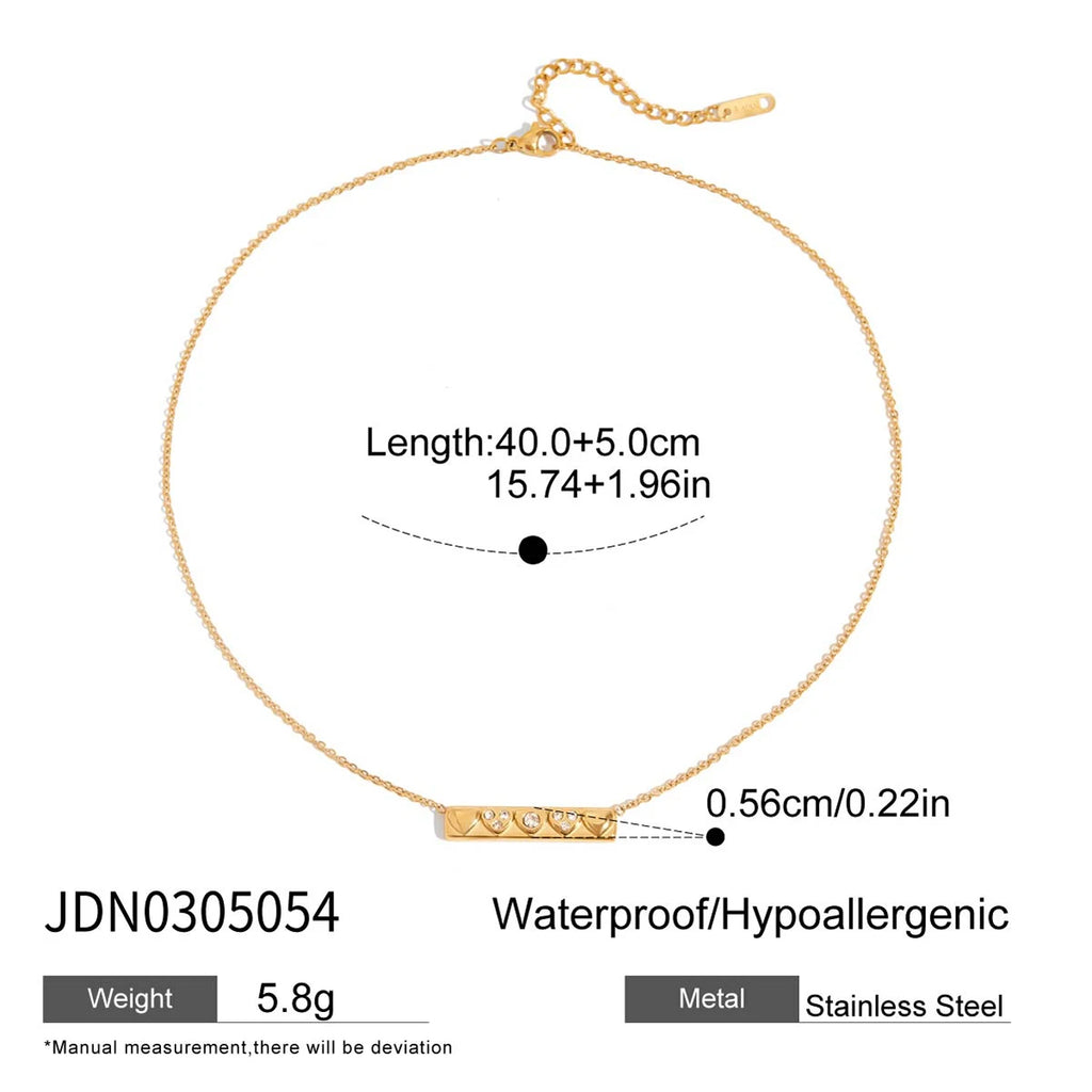 Geometric Textured Heart Zircon Necklace