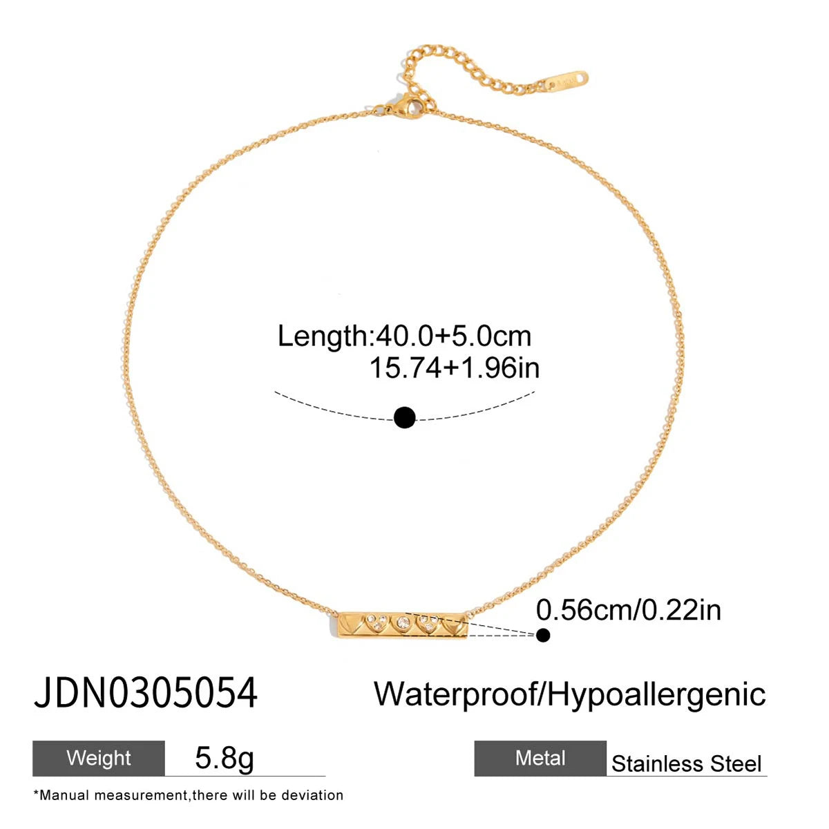 Geometric Textured Heart Zircon Necklace
