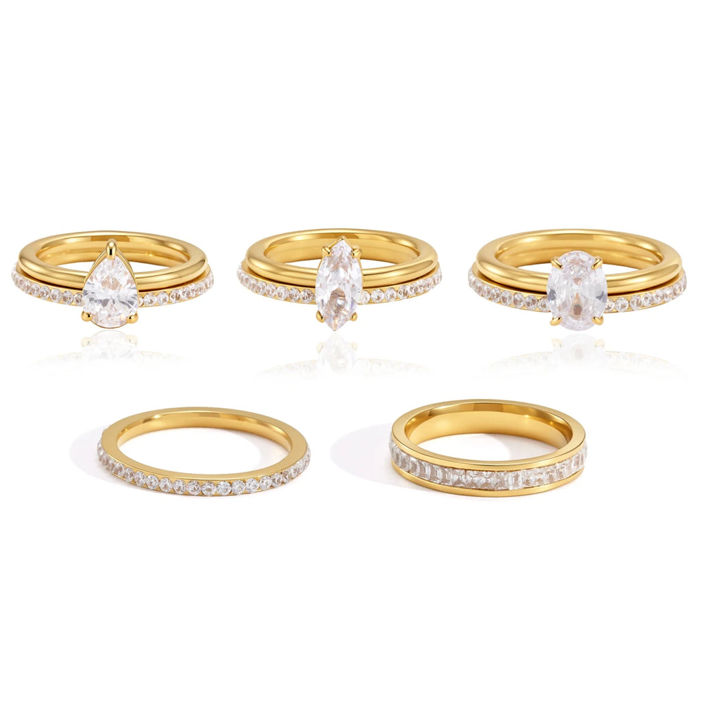 Exquisite Geometric Zircon Wedding Ring